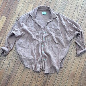 American Eagle Outfitters Textured Brown Shirt